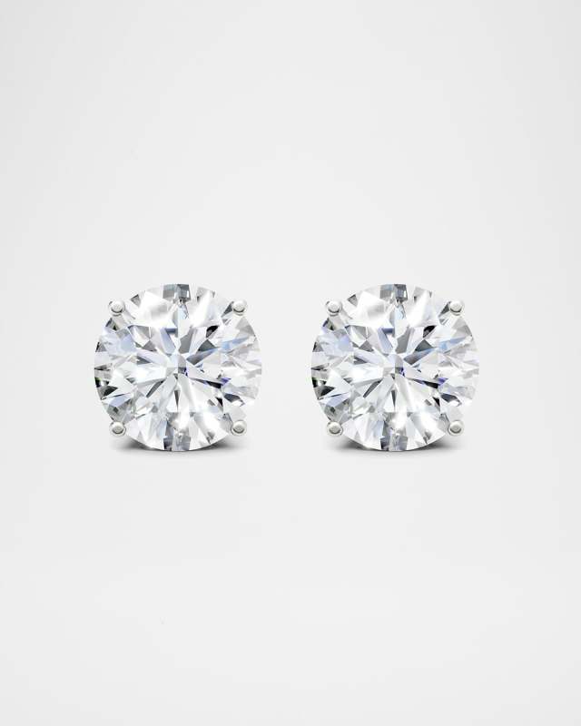 Lab Grown Diamond 18K White Gold Stud Earrings, 2.0tcw